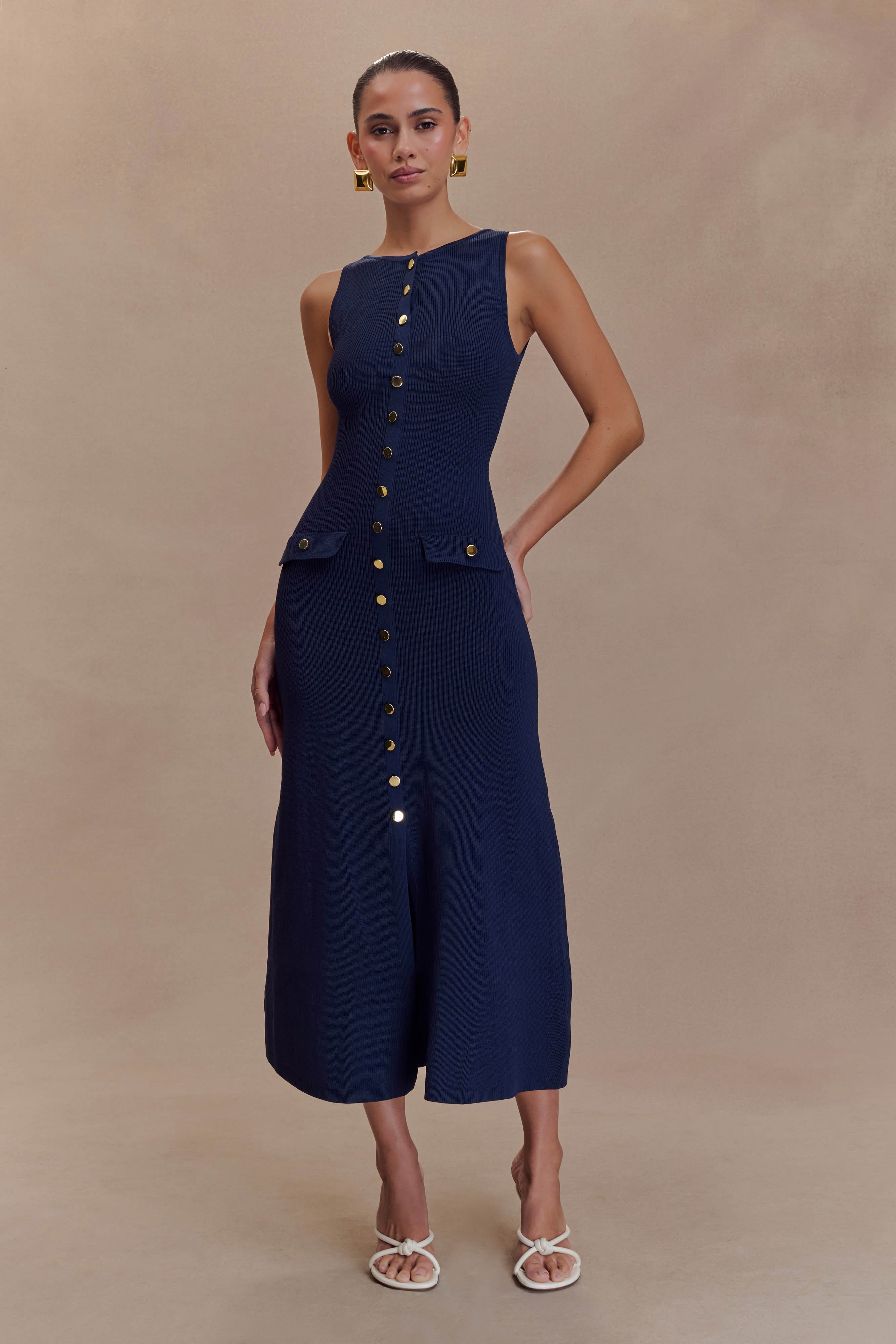 Navy Button Maxi