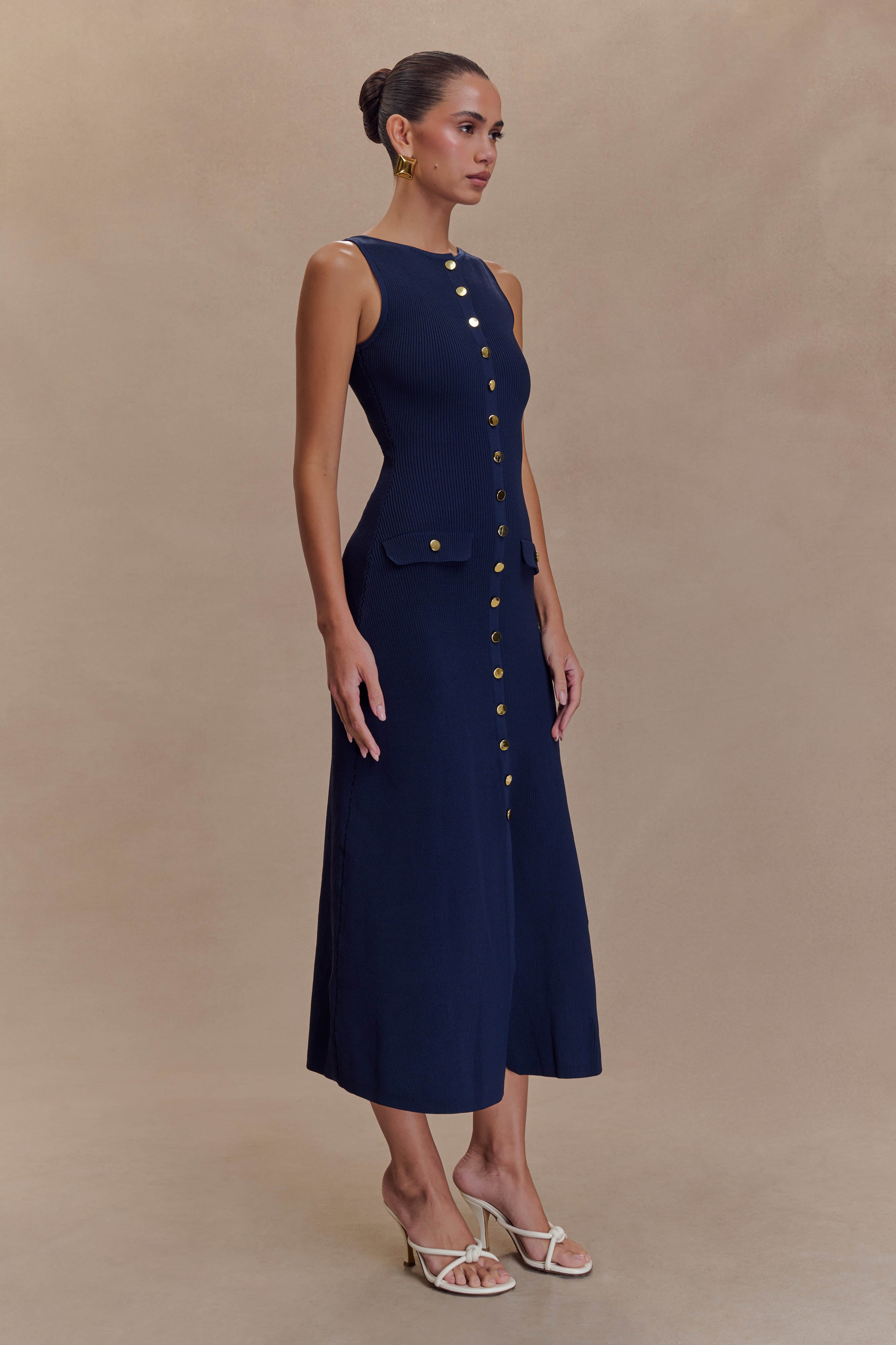 Navy Button Maxi