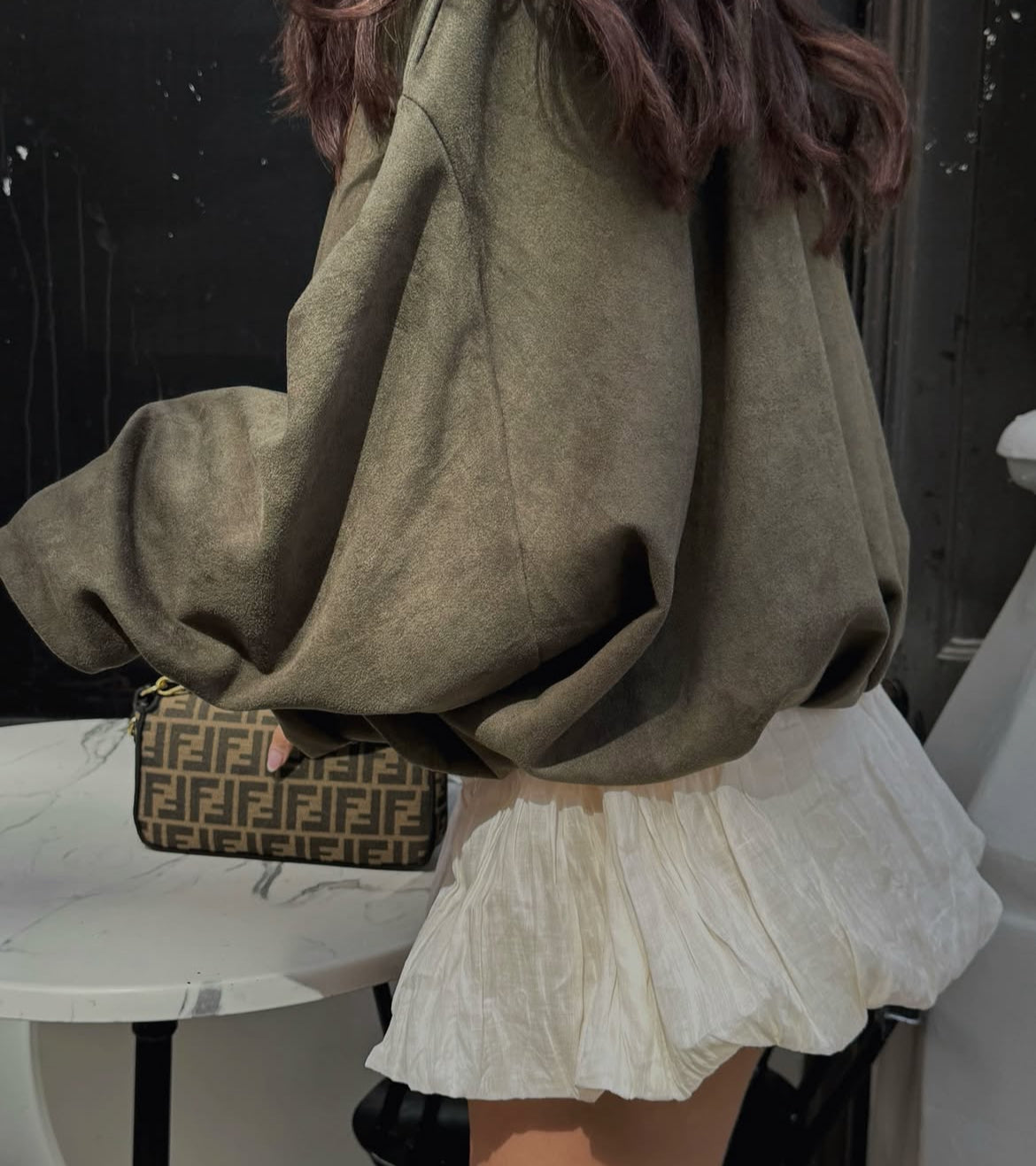 Green Suede Style Pocket Jacket