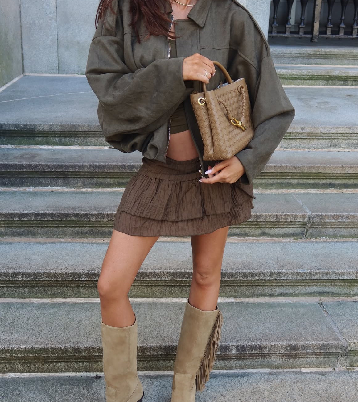 Green Suede Style Pocket Jacket