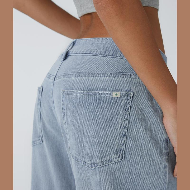 Low Rise Zipper Pockets Baggy Wide Leg Washed Casual Jeans