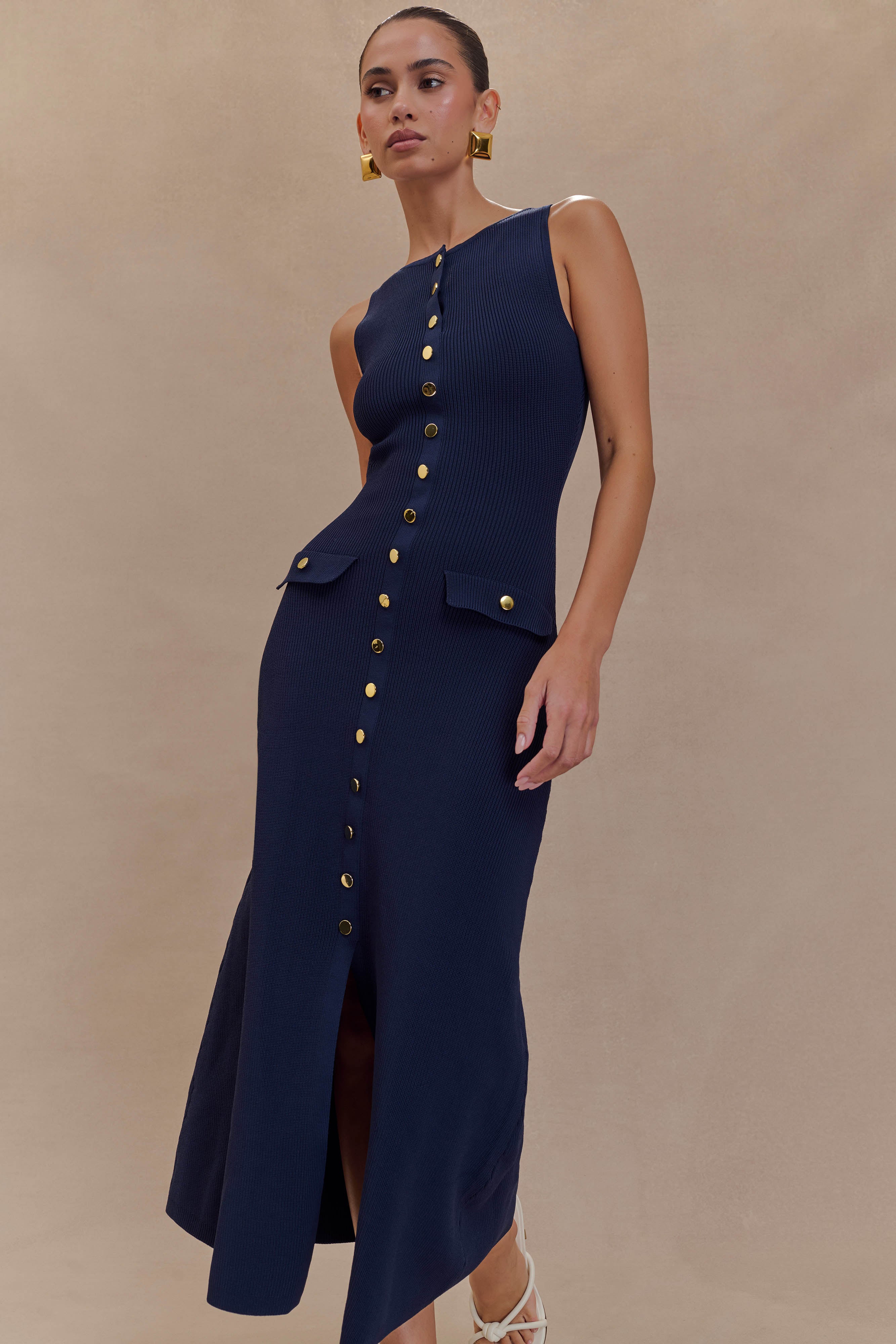 Navy Button Maxi