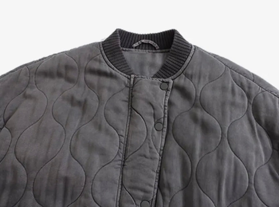 Grey or Black Quilted Bomber Jacket
