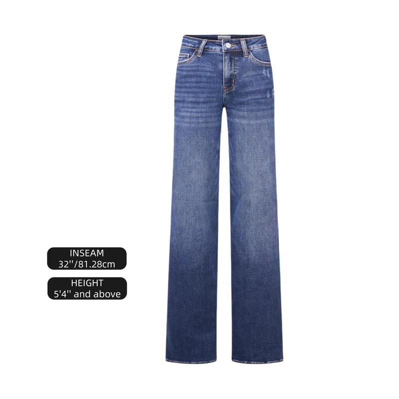 Stretchy Wide-Leg Baggy Jeans for Women