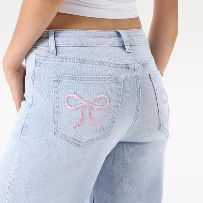 Stretchy Wide-Leg Baggy Jeans for Women