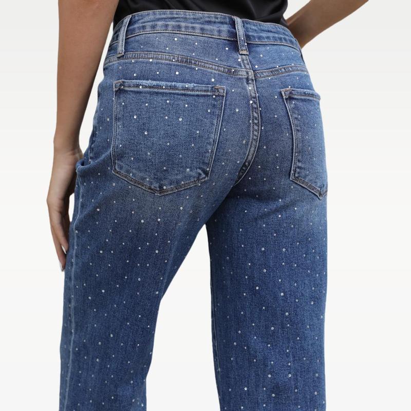 Stretchy Wide-Leg Baggy Jeans for Women