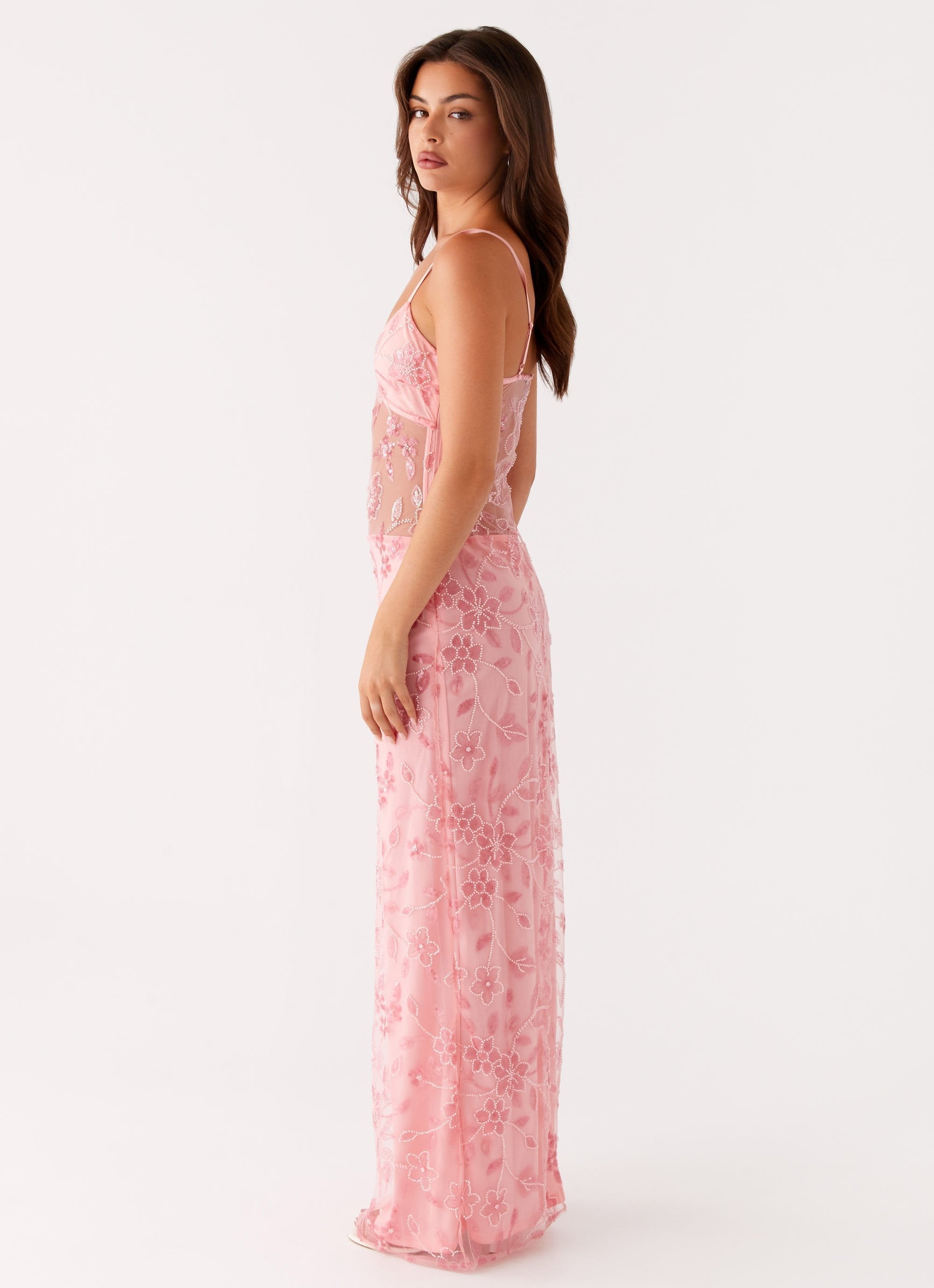 Rosé Enchantment Sheer Maxi Dress