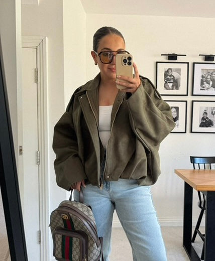 Green Suede Style Pocket Jacket