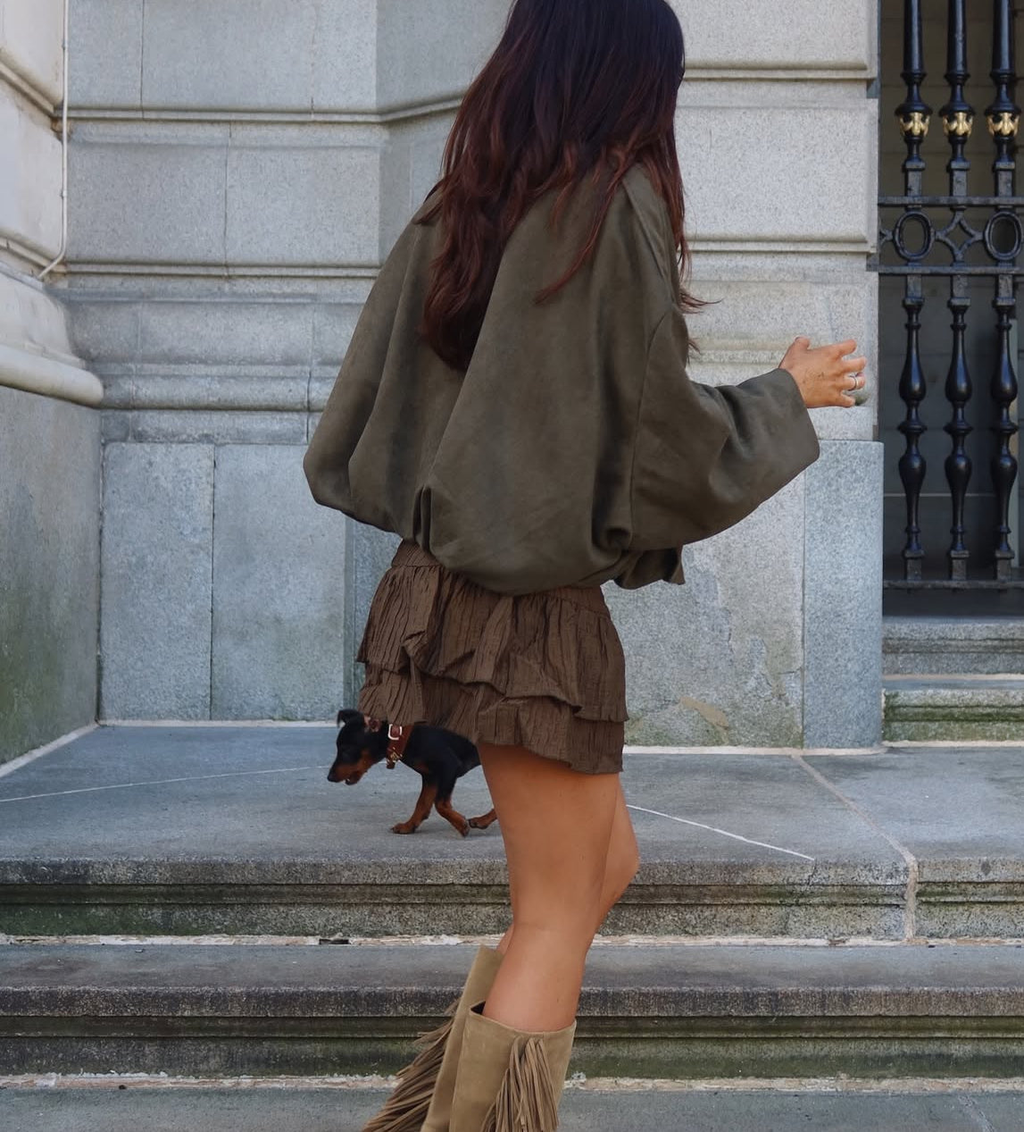 Green Suede Style Pocket Jacket