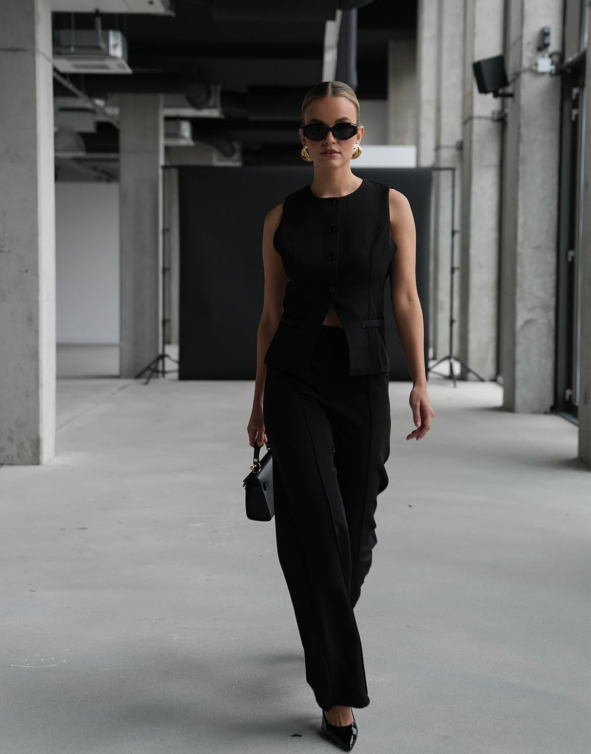 Black High Neck Gilet