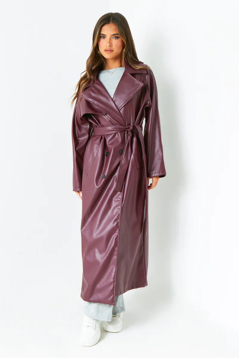 Dani Leather Trench Coat
