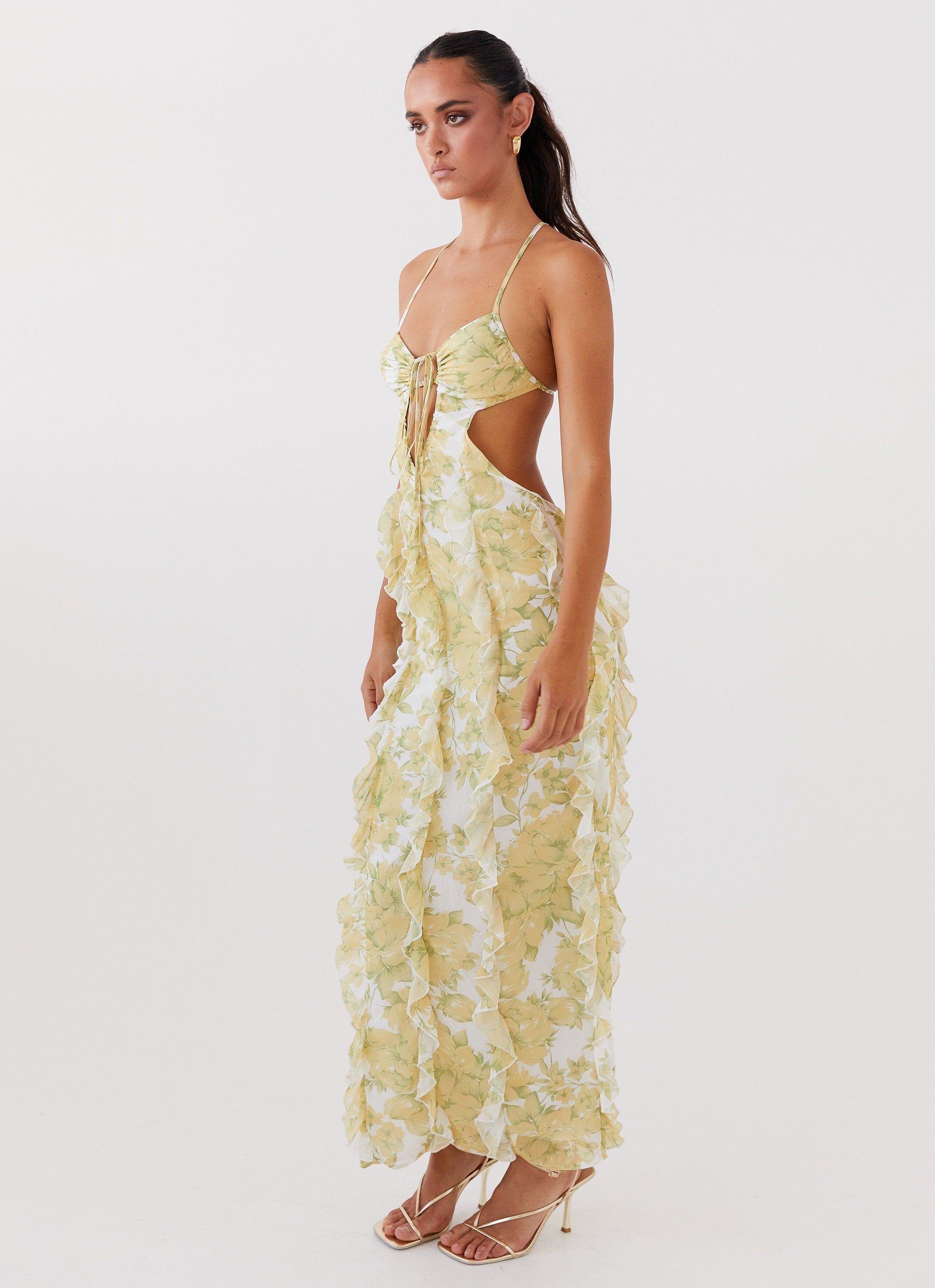 Golden Ruffle Bloom Maxi