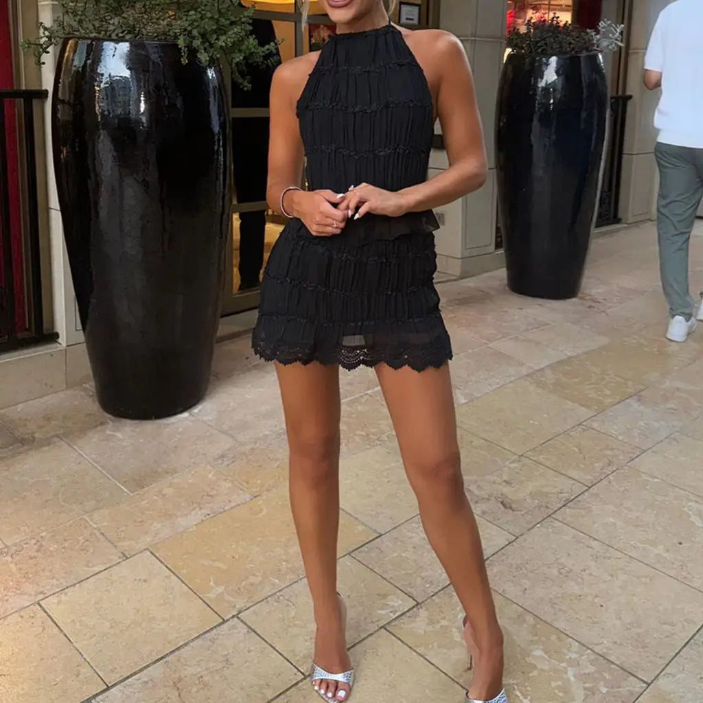 Halter Crop Skirt Set