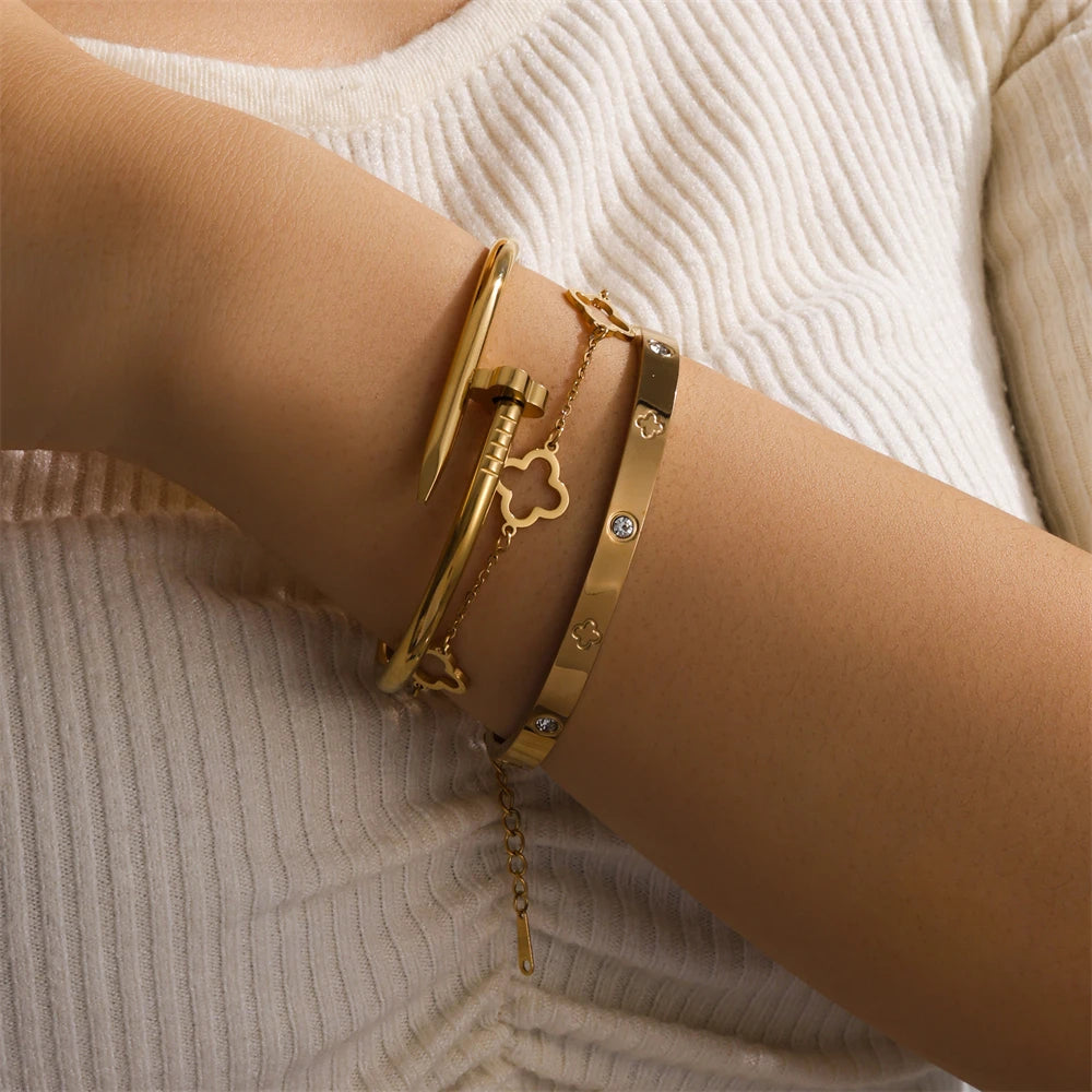 3-piece French Clover Bracelet Set