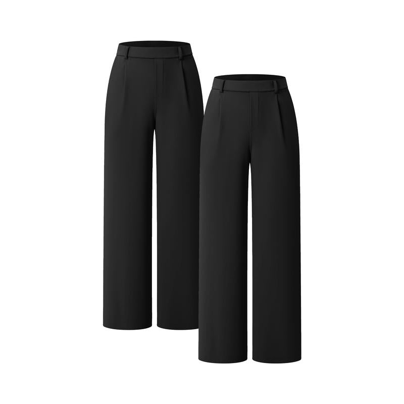 High-Waist Straight-Leg Work Pants Set