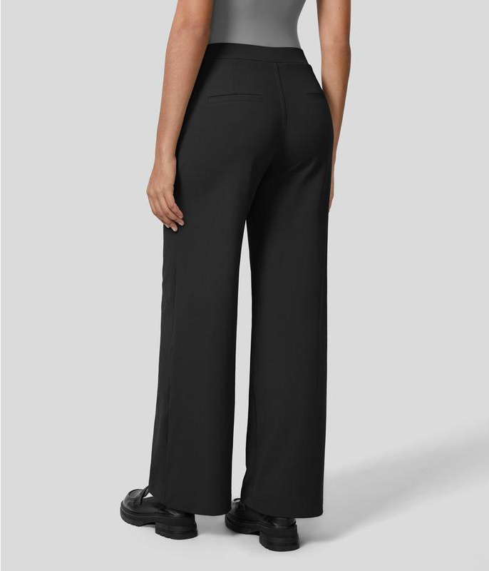 High-Waist Straight-Leg Work Pants Set