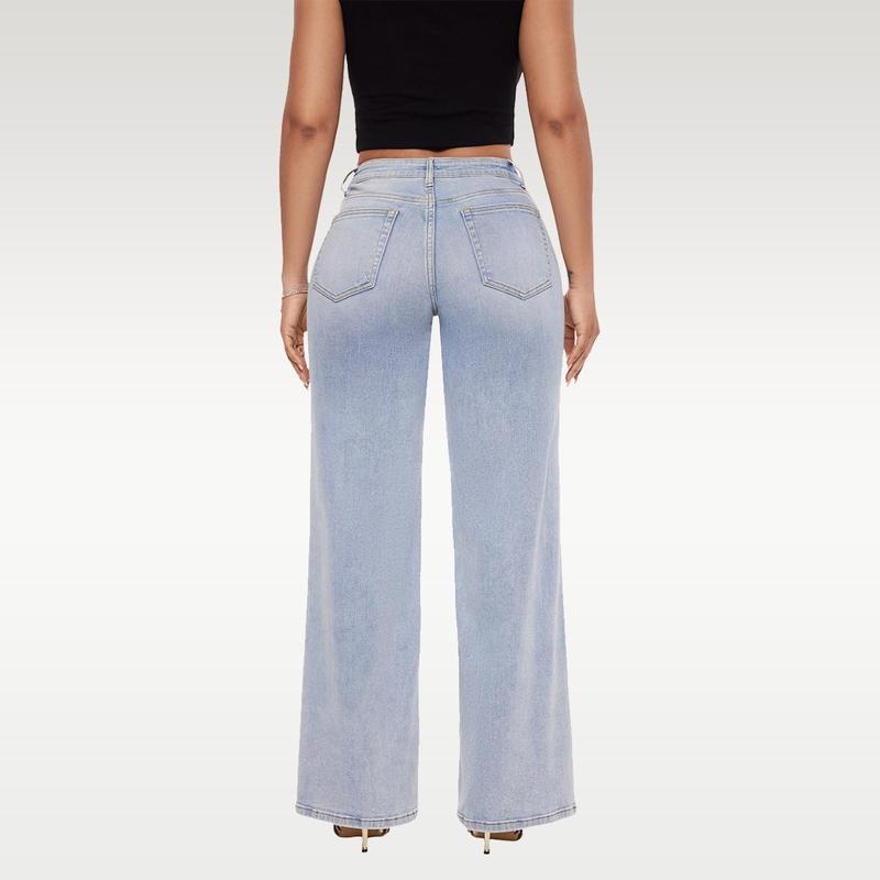 Stretchy Wide-Leg Baggy Jeans for Women