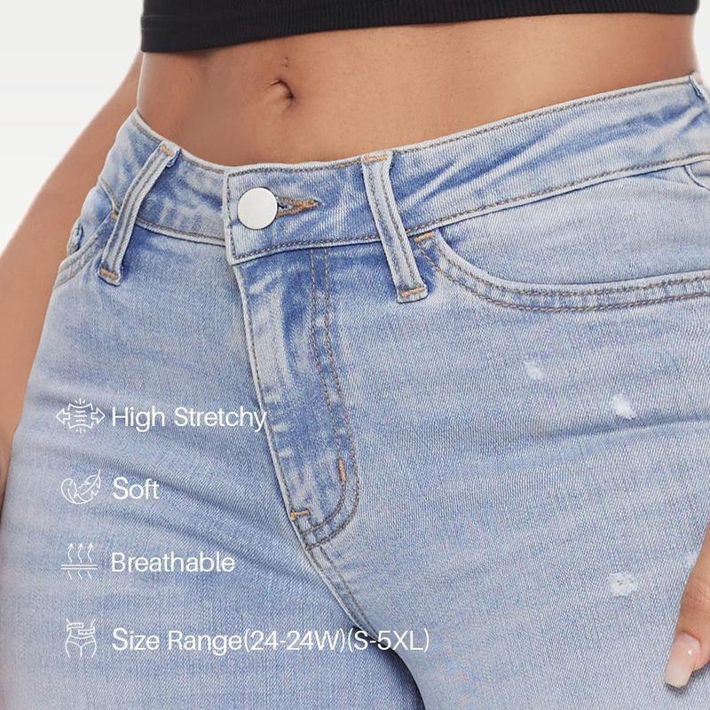 Stretchy Wide-Leg Baggy Jeans for Women