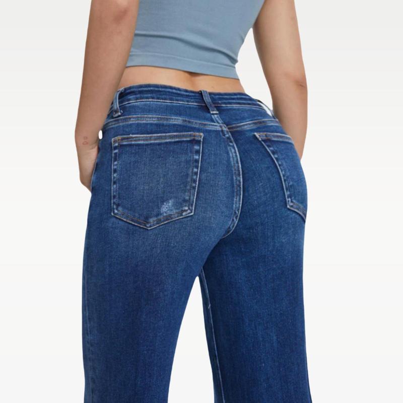Stretchy Wide-Leg Baggy Jeans for Women